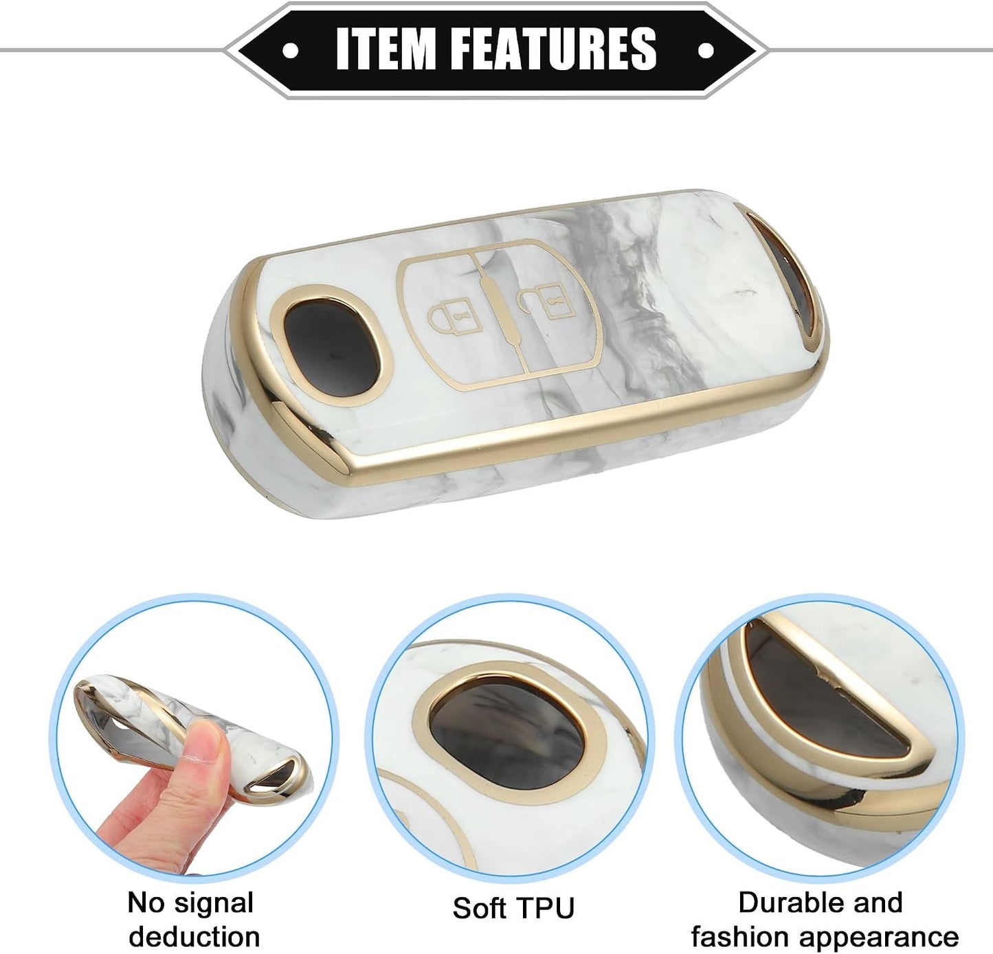 Key Fob Cover Compatible for Mazda CX-3 CX-4, 2 Button Porcelain Pattern Fashion