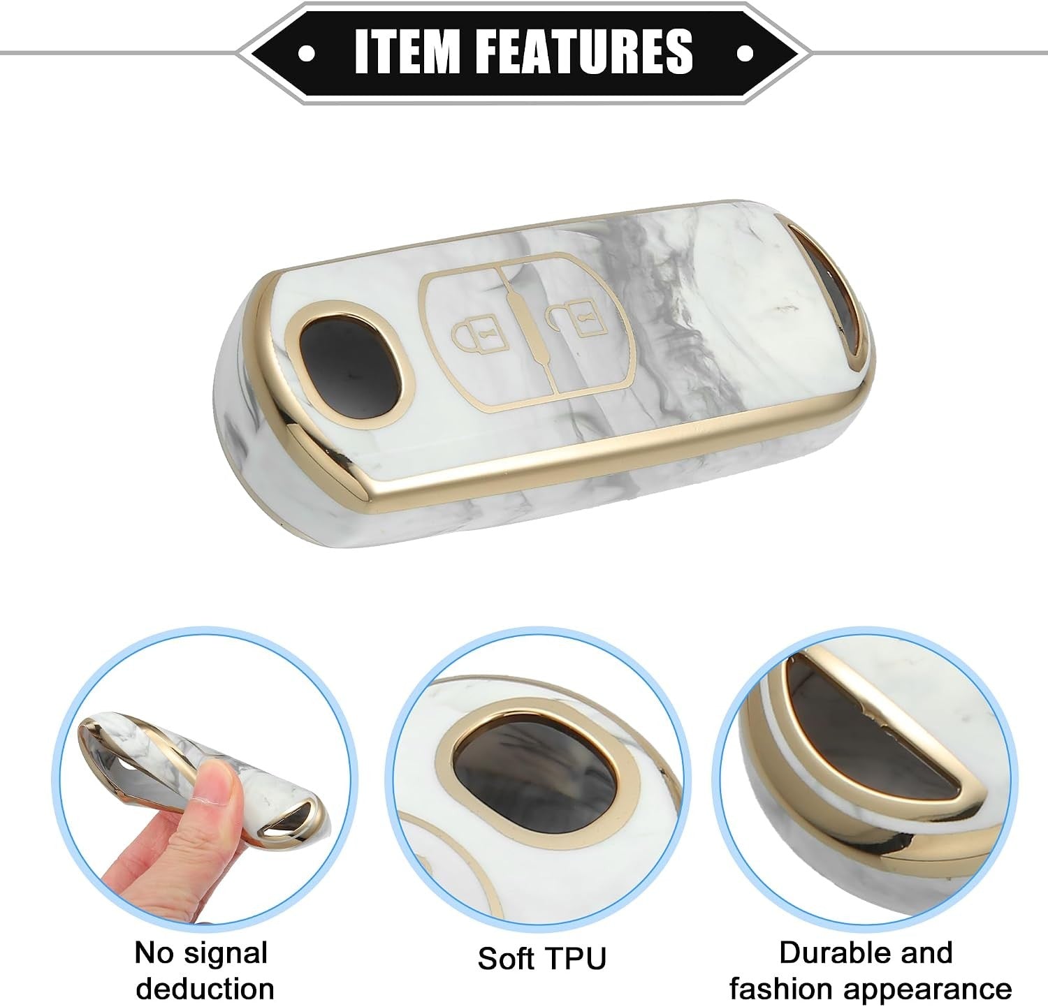 Key Fob Cover Compatible for Mazda CX-3 CX-4, 2 Button Porcelain Pattern Fashion