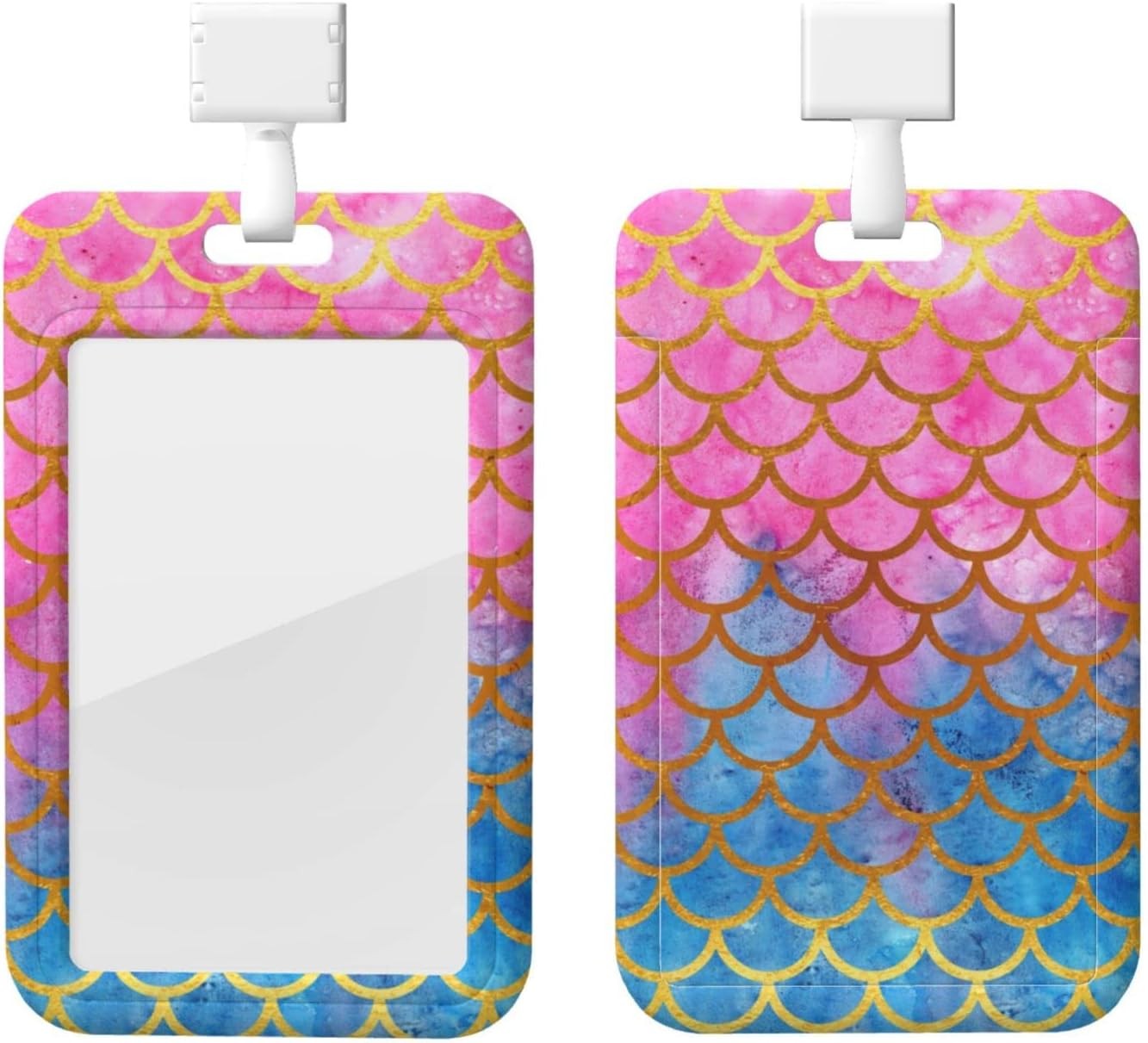 Mermaid Badge Holder with Lanyard and Retractable Reel with Clip for Office