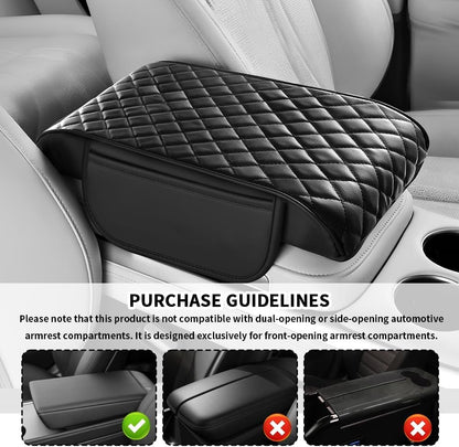 Thickened Car Center Console Cover with Side Pockets & Diamond Lattice Design
