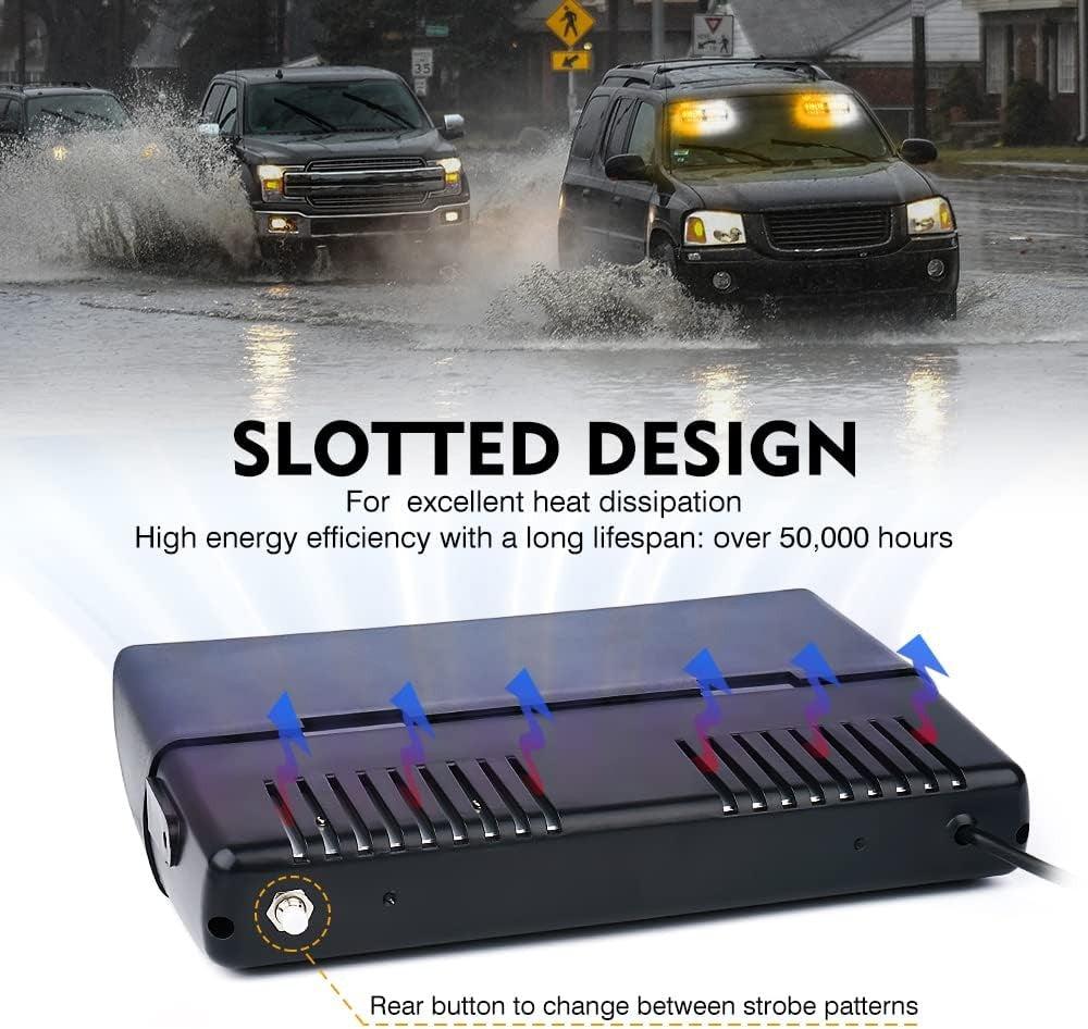 2×11 inch High Intensity White Amber 32 LED Emergency Strobe Dash Lights