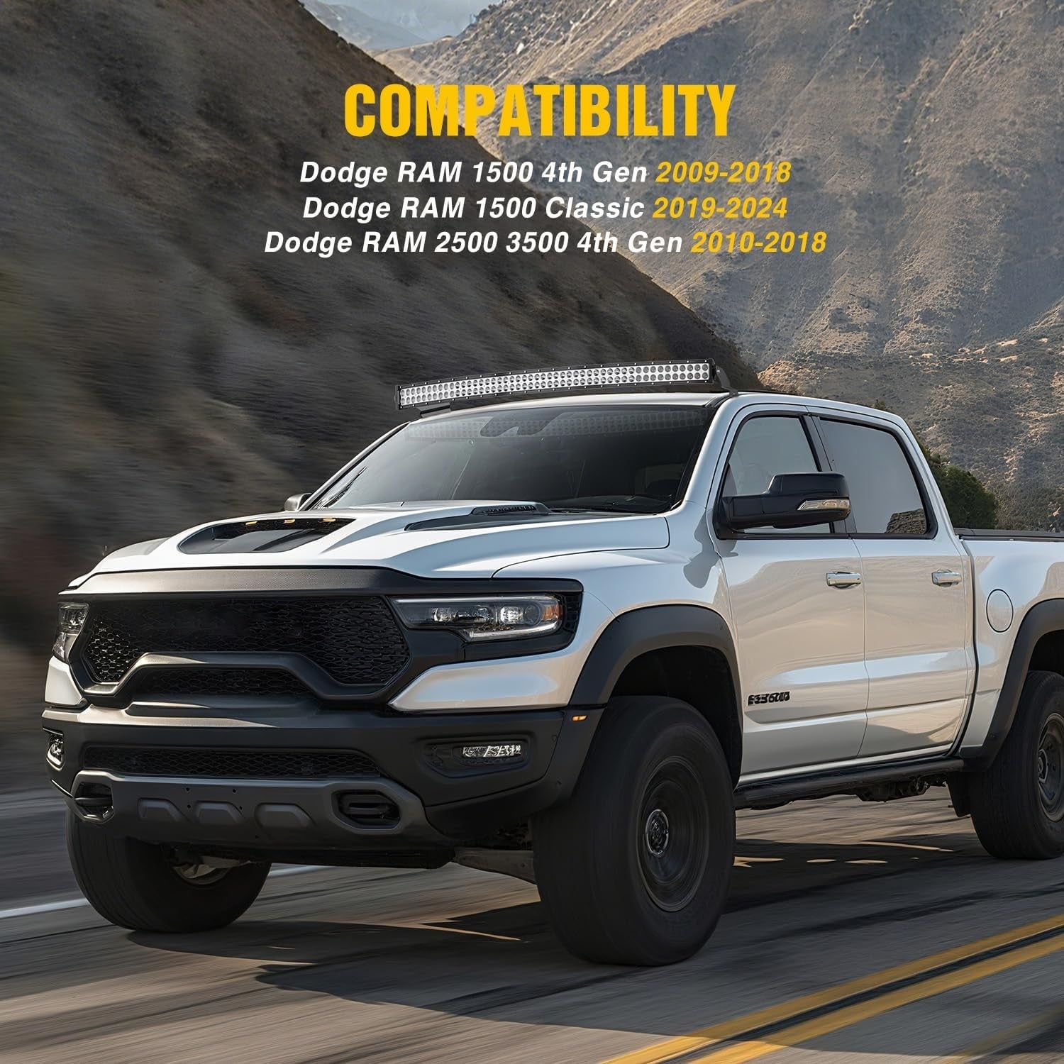 52 inch Curved LED Light Bar Bracket Mounting Upper Windshield Roof Cab Brackets