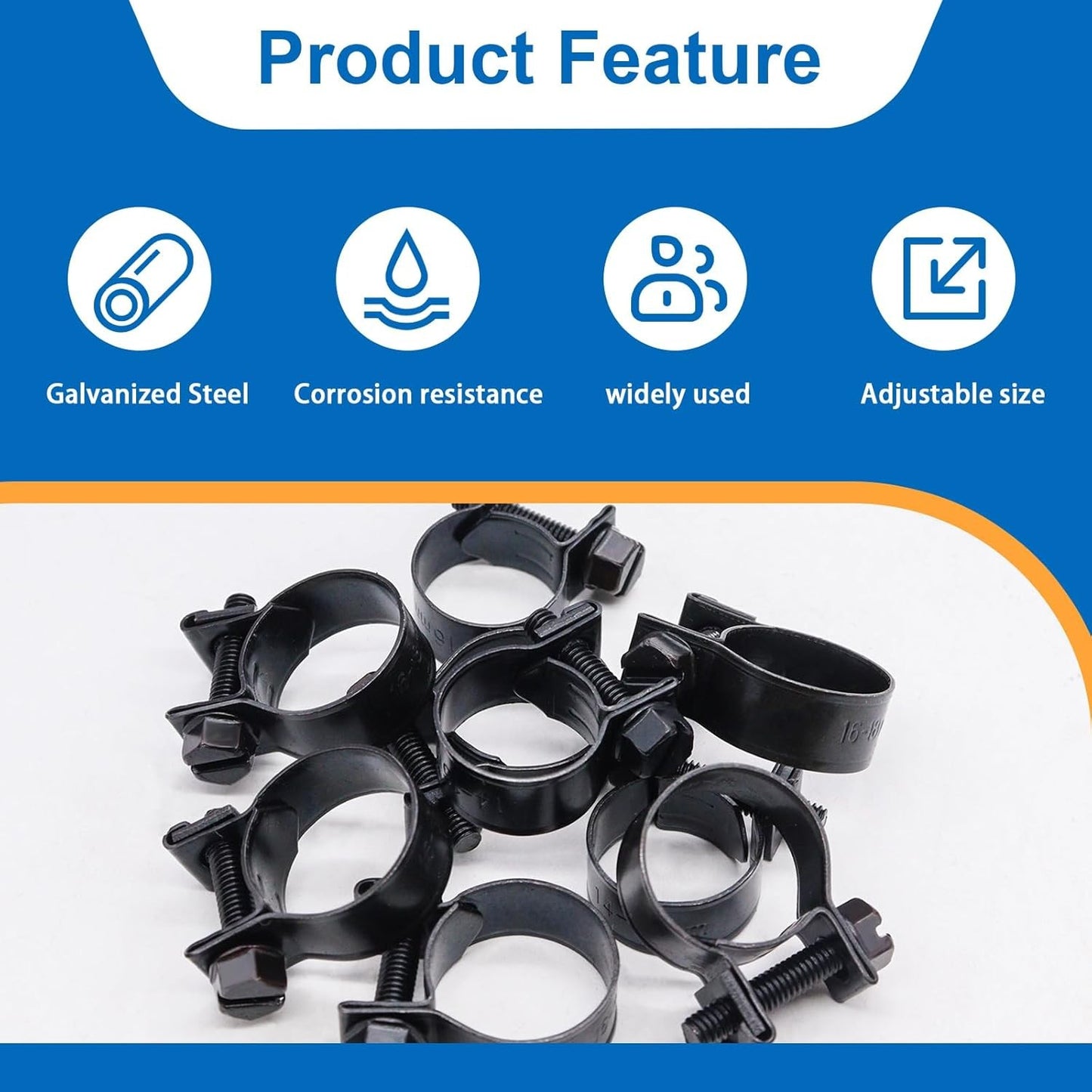 32Pcs 1/4" 5/16" 3/8" Fuel Injection Gas Line Hose Clamps Black Clip Pipe