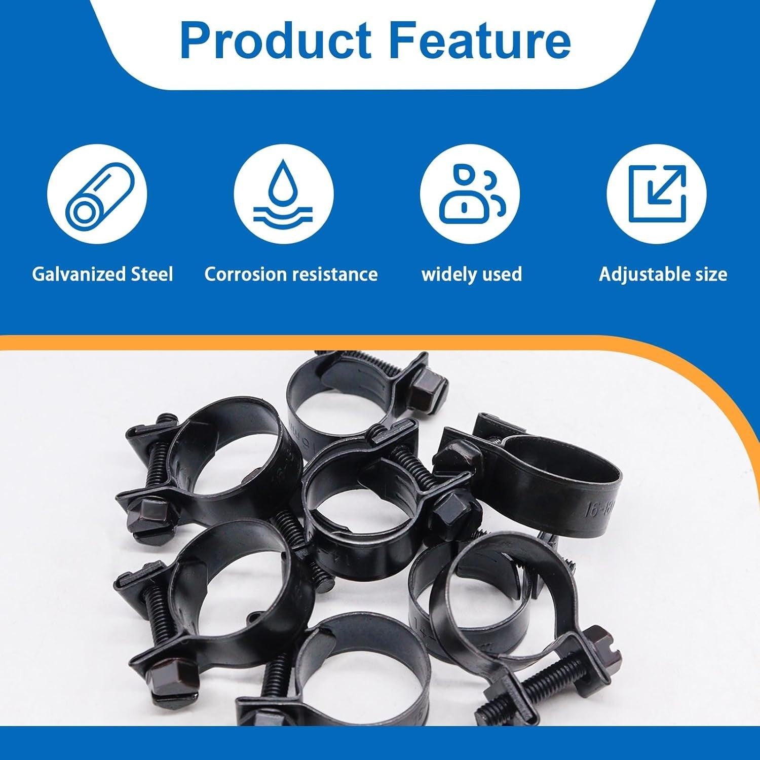 32Pcs 1/4" 5/16" 3/8" Fuel Injection Gas Line Hose Clamps Black Clip Pipe