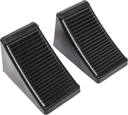 50011 Heavy-Duty Rubber Wheel Chocks with Eyebolt, Anti-Slip Design 2 Pack