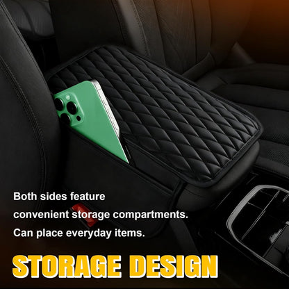 Car Center Console Cover with 2 Storage Upgraded Microfiber Leather Car Arm Rest