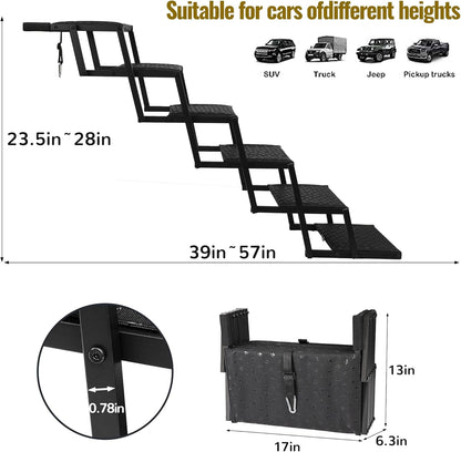 Dog Stairs for Car - Foldable Dog Ramps for Large Dogs with Non Slip 6 Steps