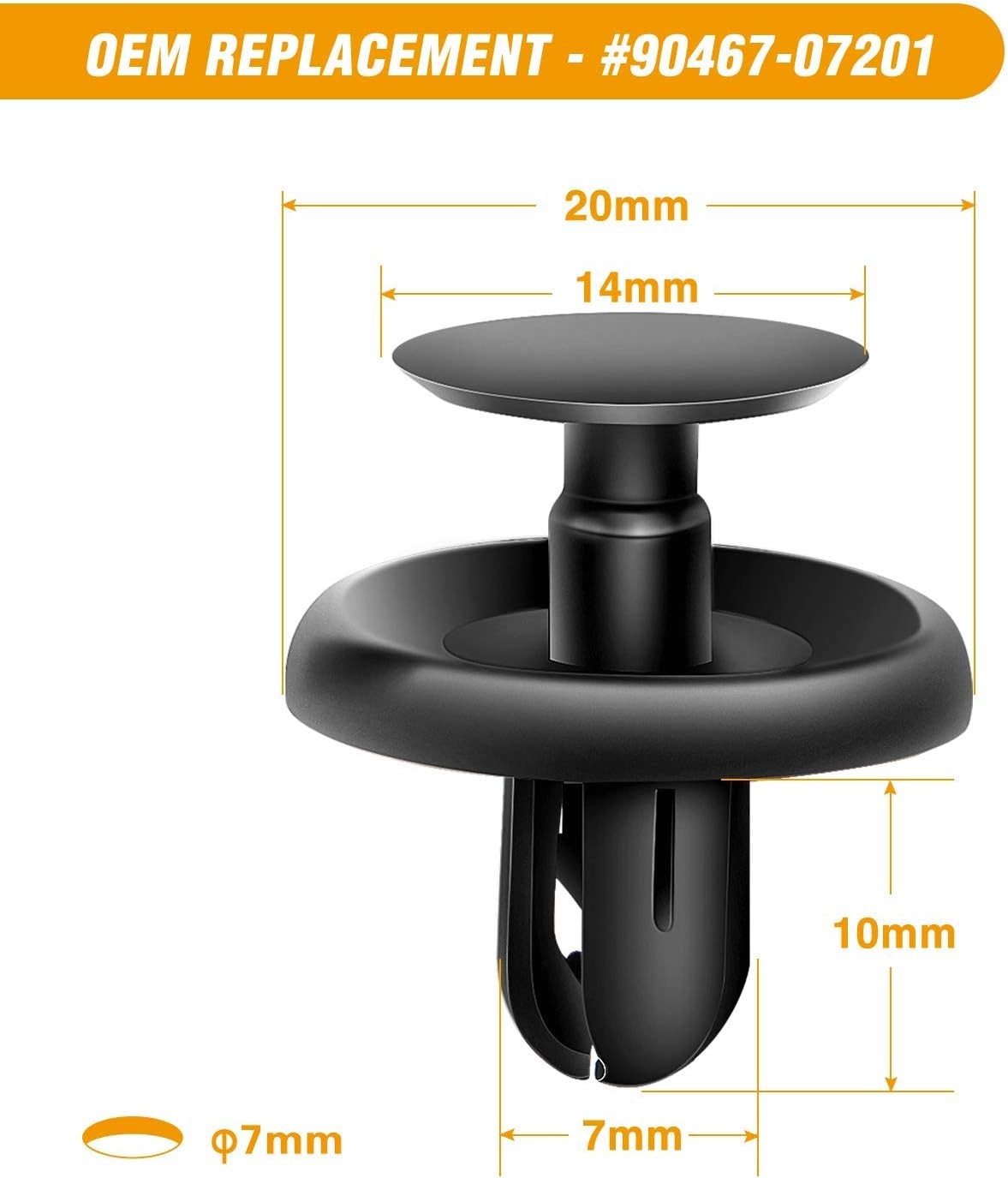 100PCS 6.5mm 7mm 9mm Compatible with Toyota Push Type Retainer 90467-10183