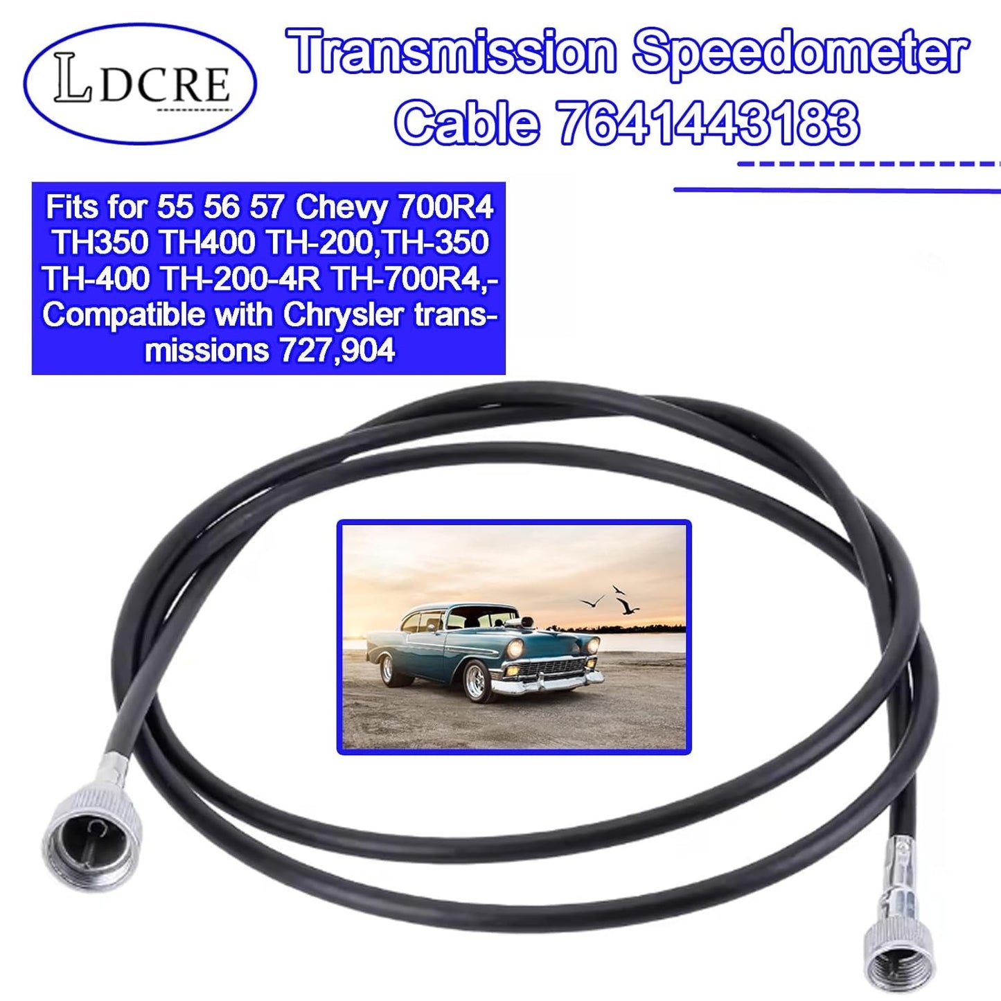 Transmission Speedometer Cable 7641443183 for 55 56 57 Chevy 700R4 TH350 TH400