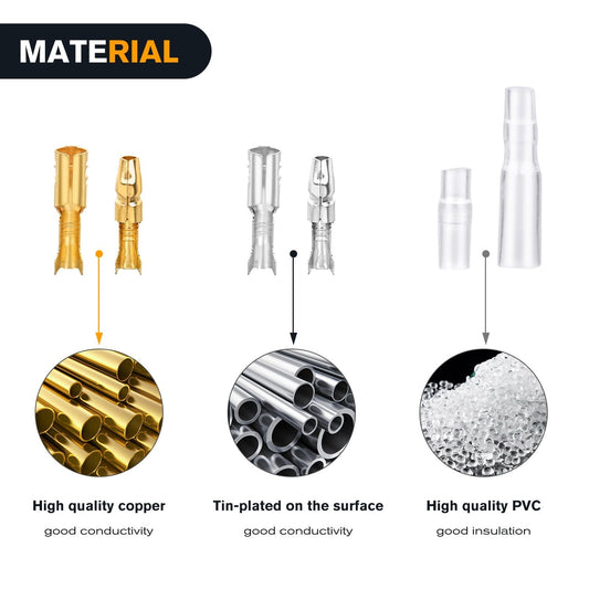 400PCS 3.9mm Bullet Connectors Male and Female Brass Wire Terminals Connector