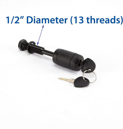 Threaded 1.25" & 2" Receiver Hitch Lock, Anti-Wobble, Weather Resistant 1/2" Pin