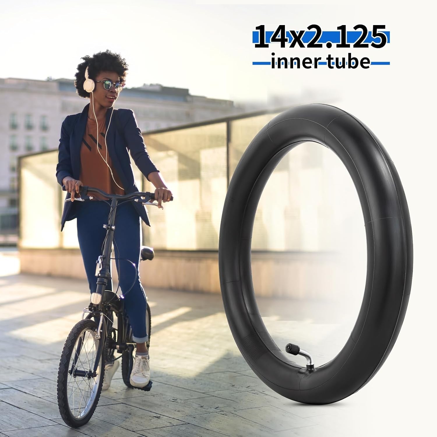 14x2.125 Butyl Bike Inner Tube 14 Inch Bike Tube with CR202 Bent Valve Stem 2Pcs