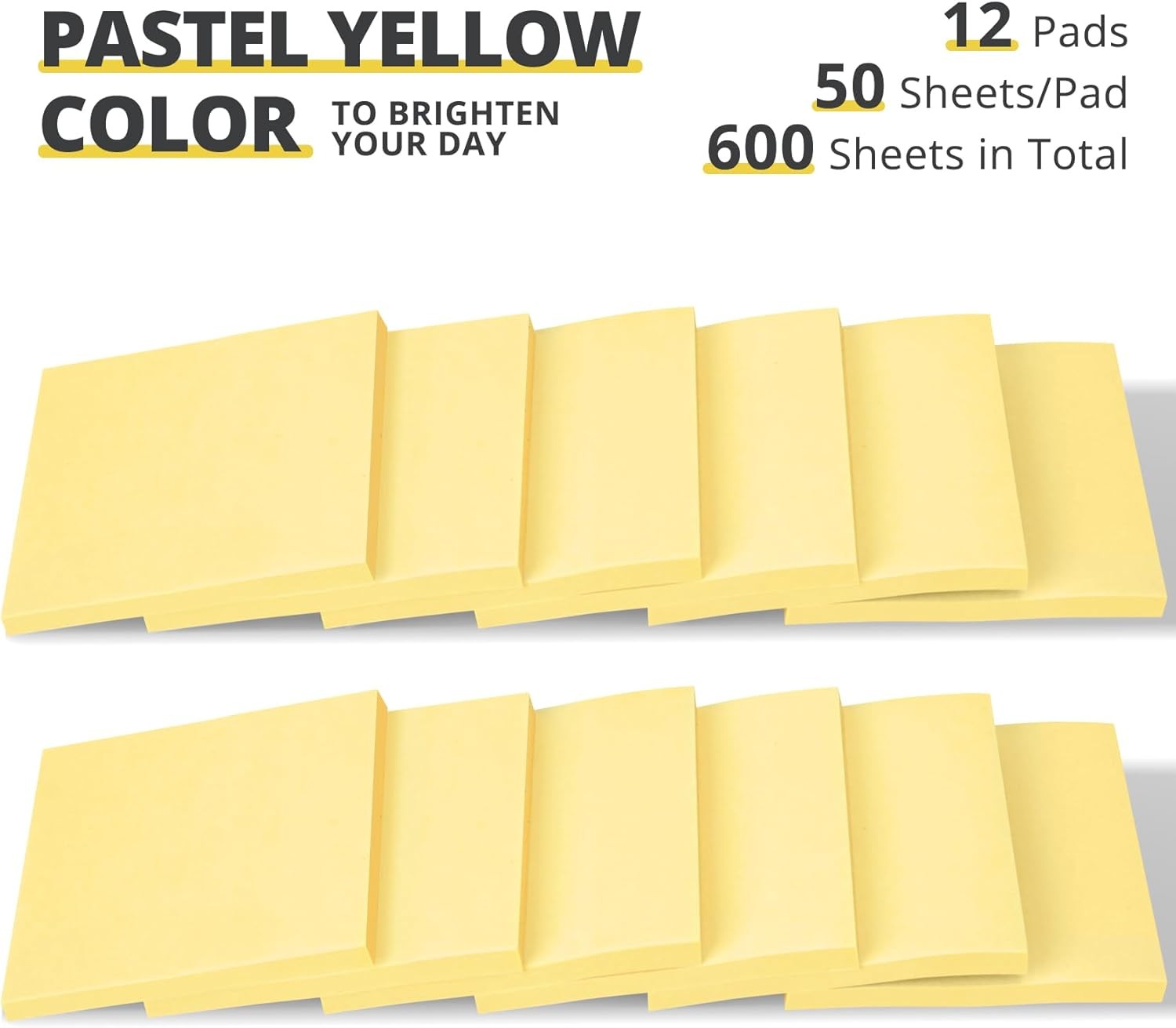 Pop Up Sticky Notes, 12 Pads, 3x3 inches, Yellow Self-Stick Note Pads Yellow