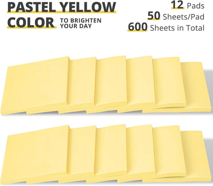 Pop Up Sticky Notes, 12 Pads, 3x3 inches, Yellow Self-Stick Note Pads Yellow
