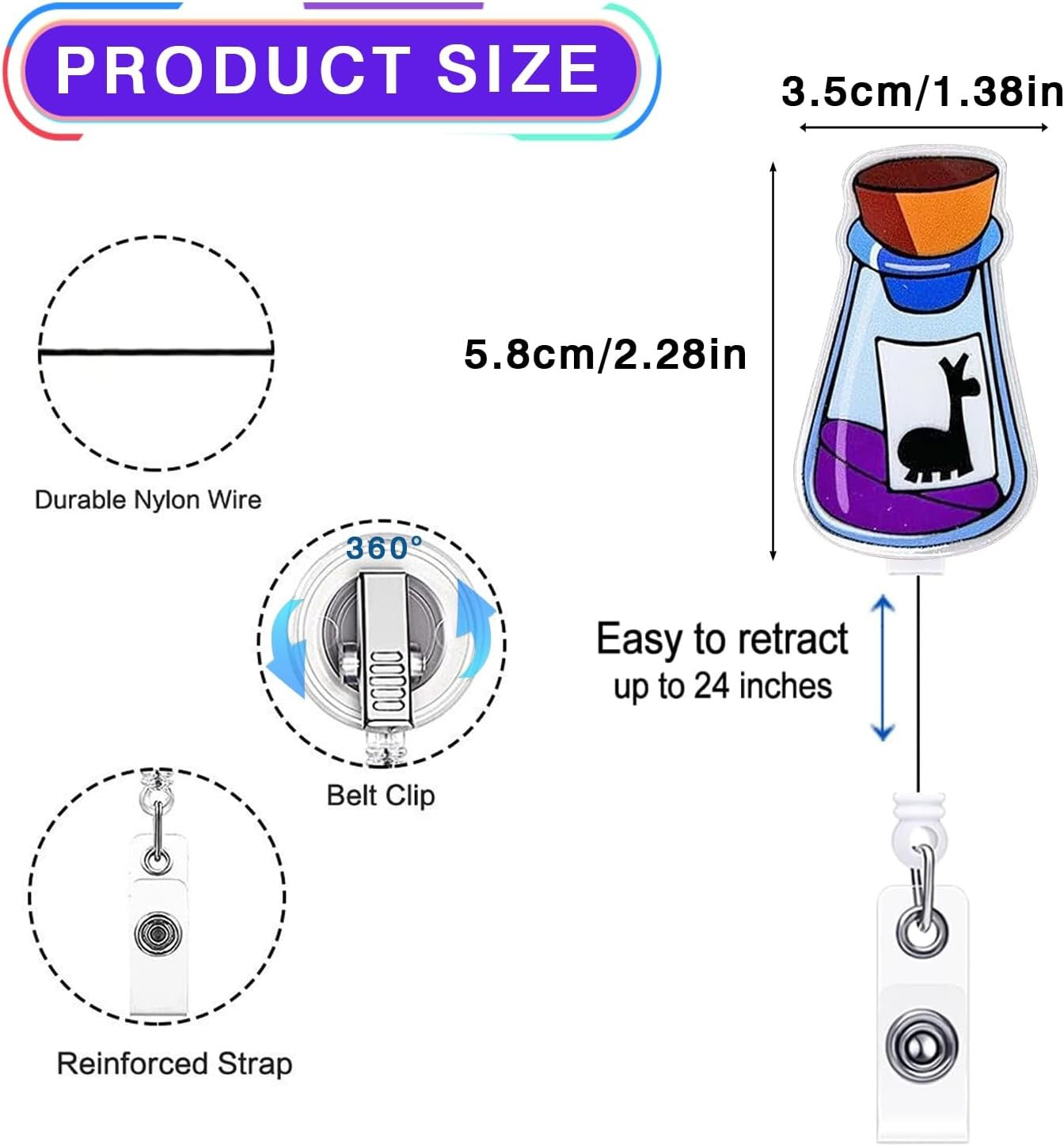 Funny Llama Potion Badge Reel Retractable Nurse Nursing Student RN CNA LPN CMA