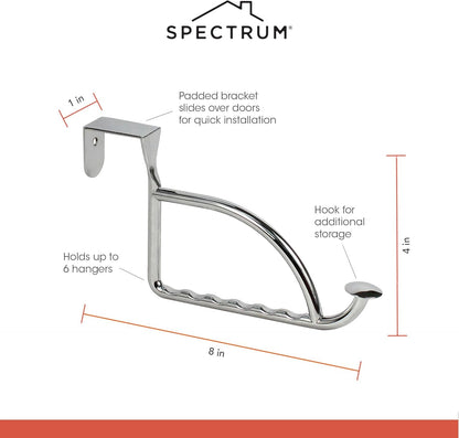 Stratford Chrome Over The Door Hook Valet for Hanging Clothes Towels Robes, Easy