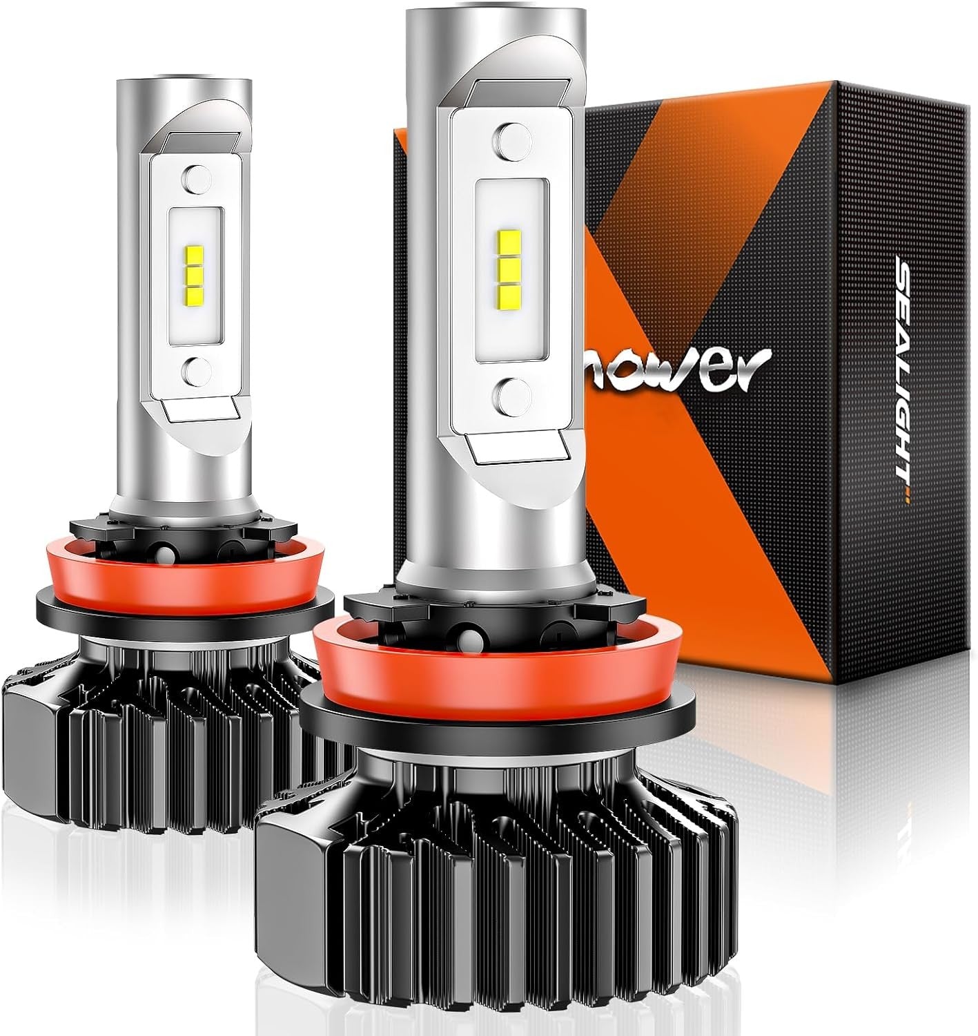 H11 Bulbs, 4X Super Bright Powersport Bulbs 6000K White Plug and Play, Pack of 2