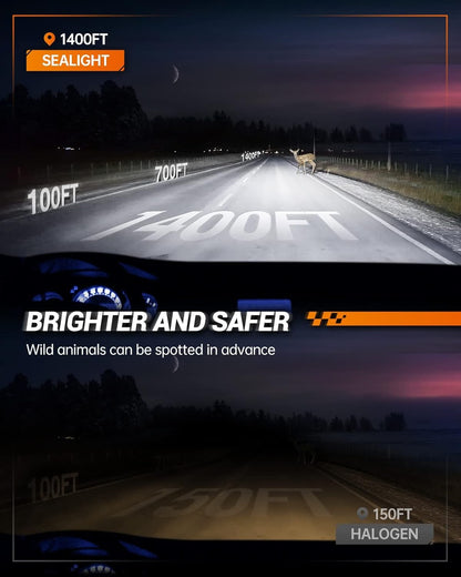 H11 Bulbs, 4X Super Bright Powersport Bulbs 6000K White Plug and Play, Pack of 2