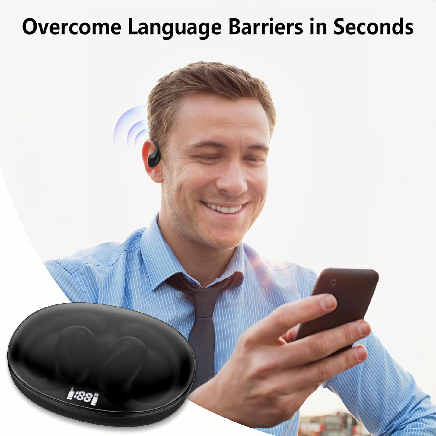 Translator Earbuds Real Time, Two-Way Language Translator Earbuds with Charging