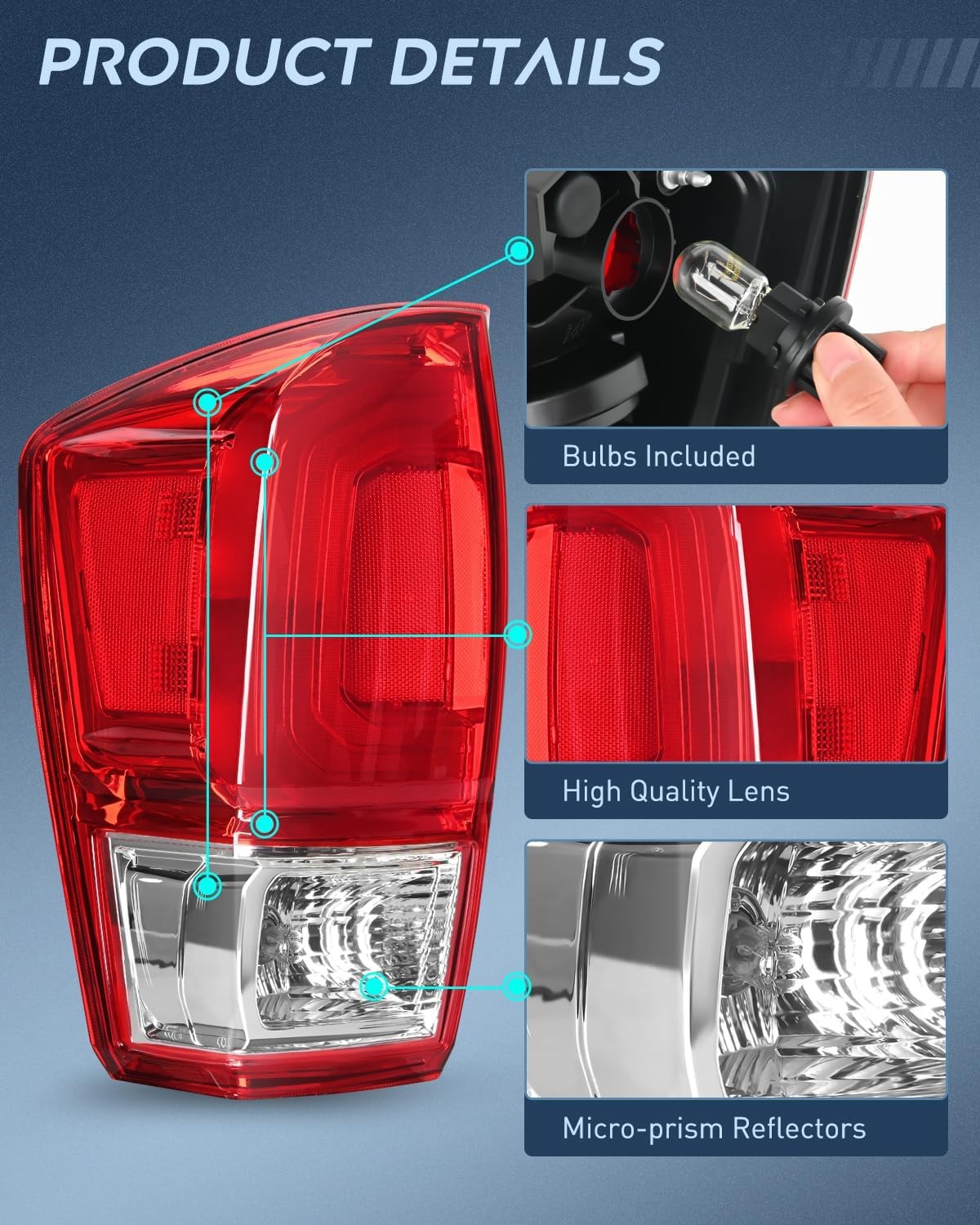 Taillight Assembly with 2016-2023 Toyota Tacoma Rear Lamp Replacement OE Style