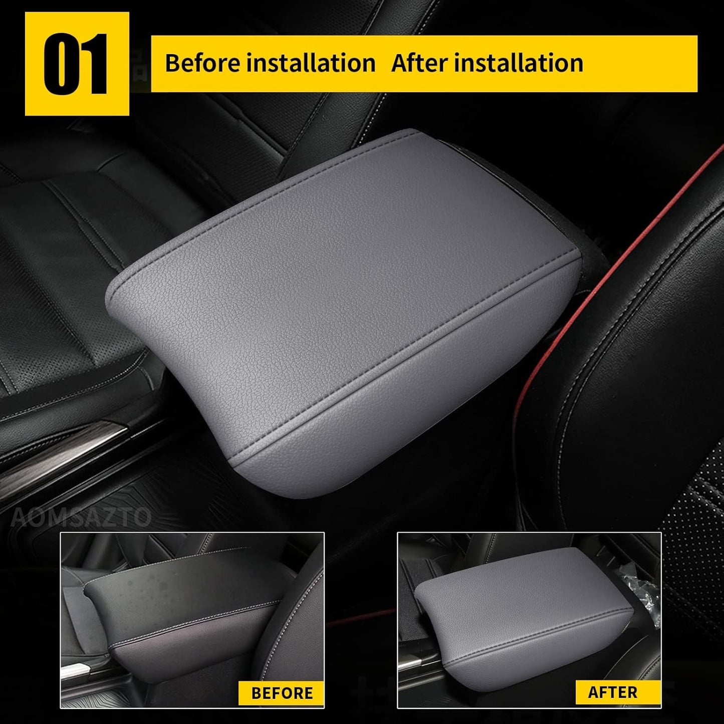 Gray Center Console Covers for 2017-2022 Honda CRV Leather Armrest for CR V