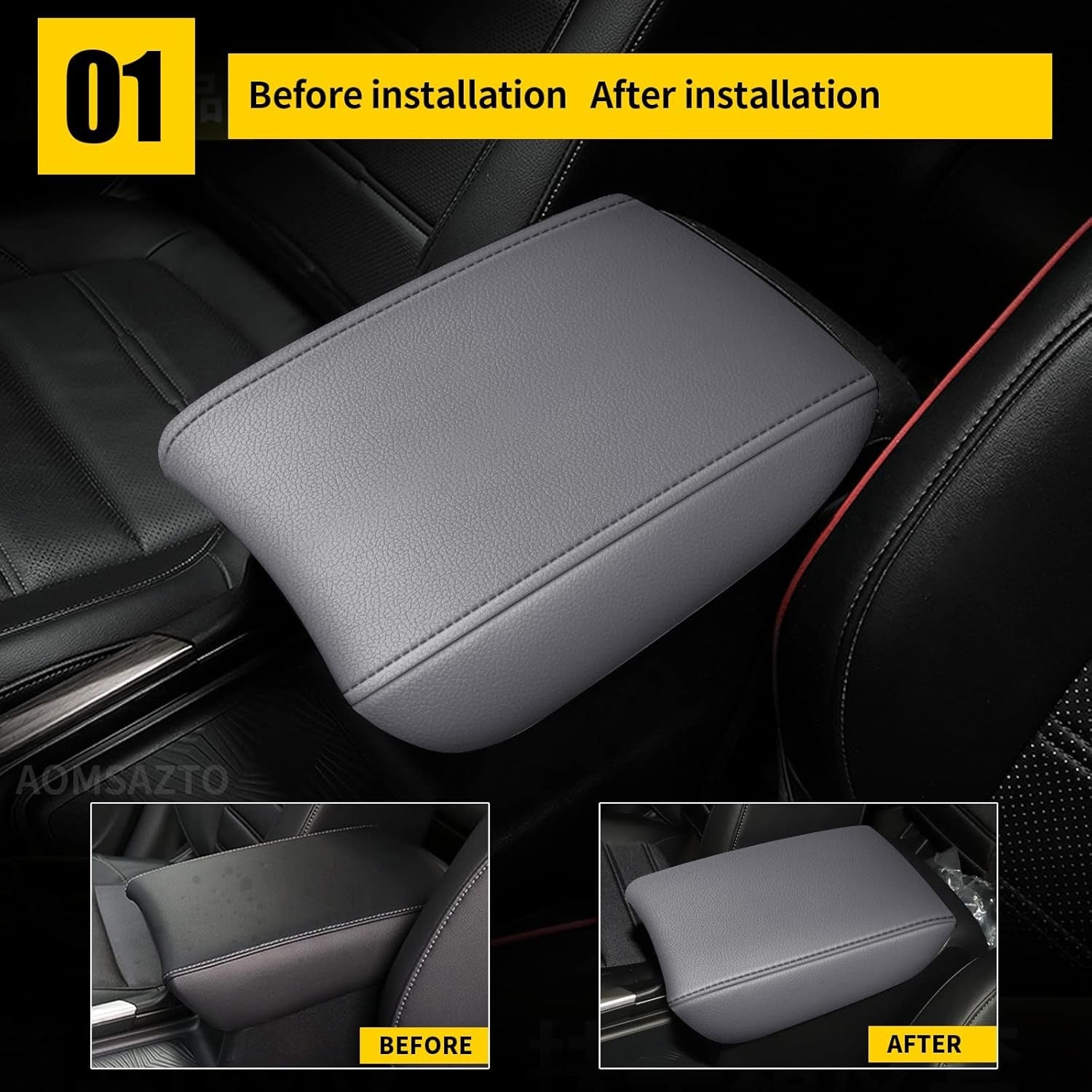 Gray Center Console Covers for 2017-2022 Honda CRV Leather Armrest for CR V