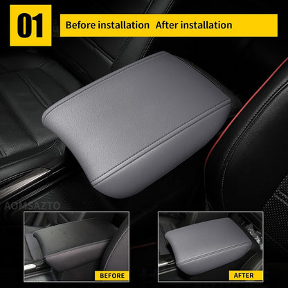 Gray Center Console Covers for 2017-2022 Honda CRV Leather Armrest for CR V