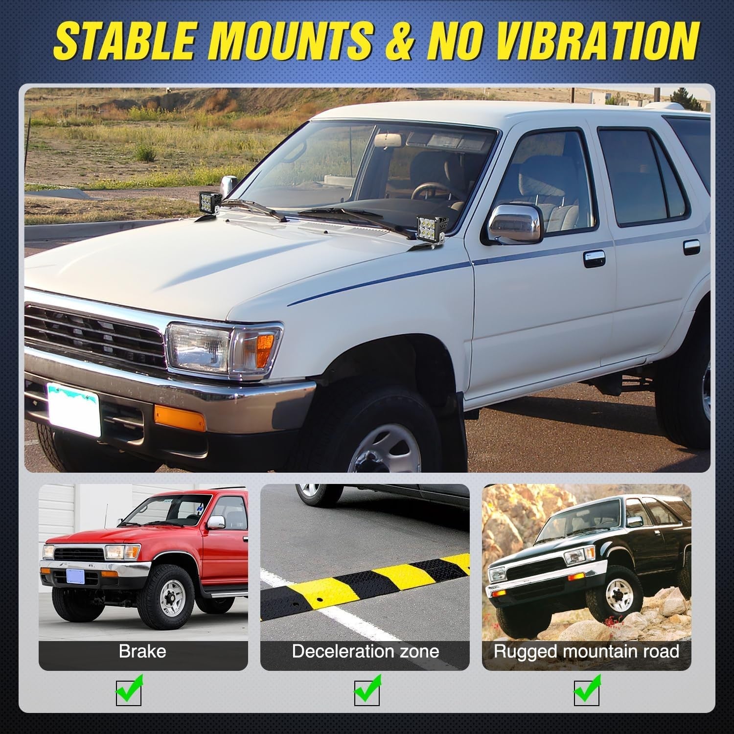 Ditch Light Brackets Hood Hinges Mount Bracket Kit for Auxiliary Offroad LED