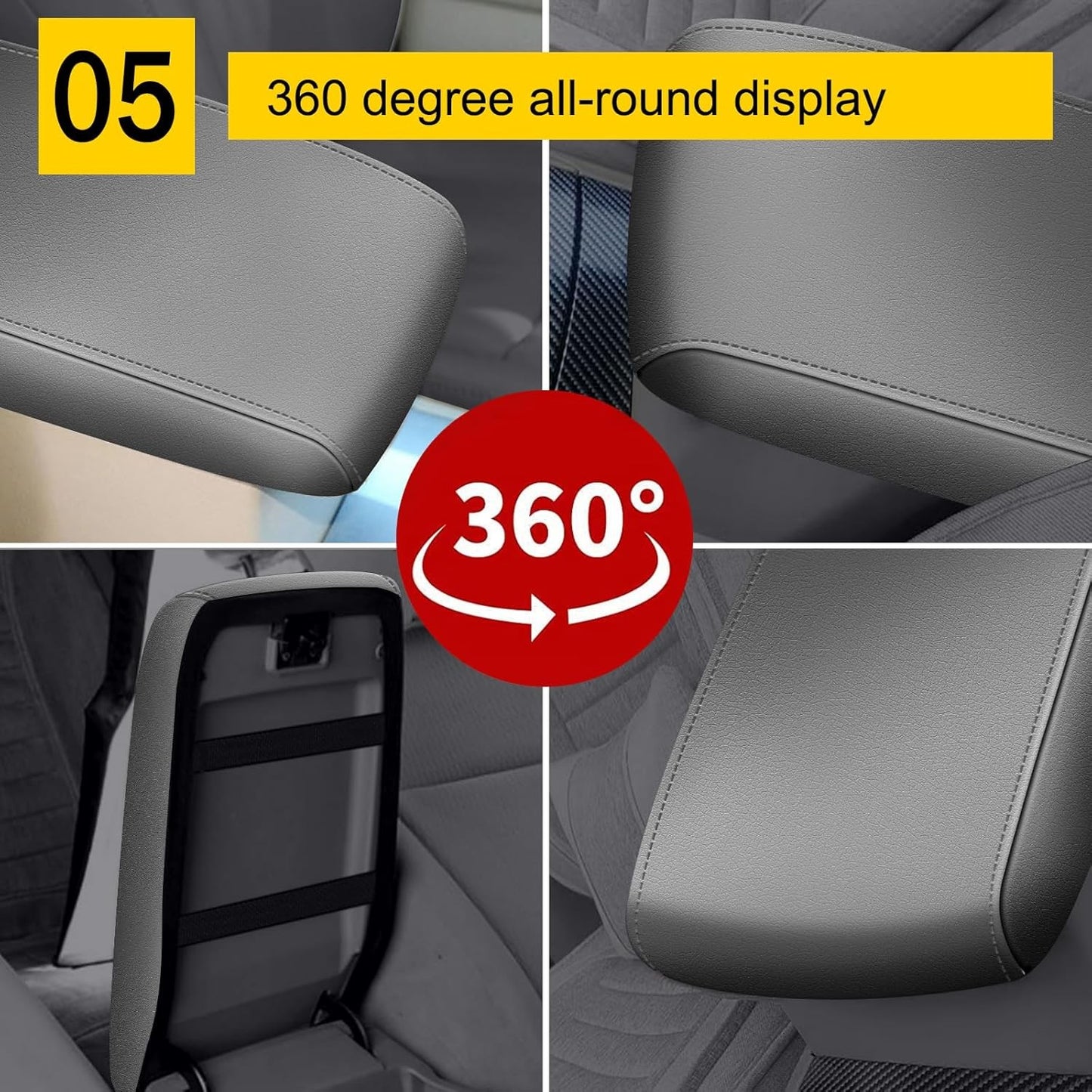 Armrest Console Covers for 2008-2013 Toyota Highlander Leather Light Gray