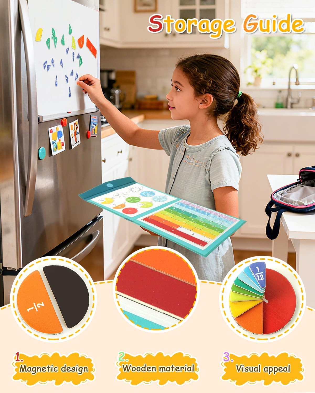Magnetic Fraction Demonstration Book, Fraction Tiles & Circles Set | Educational