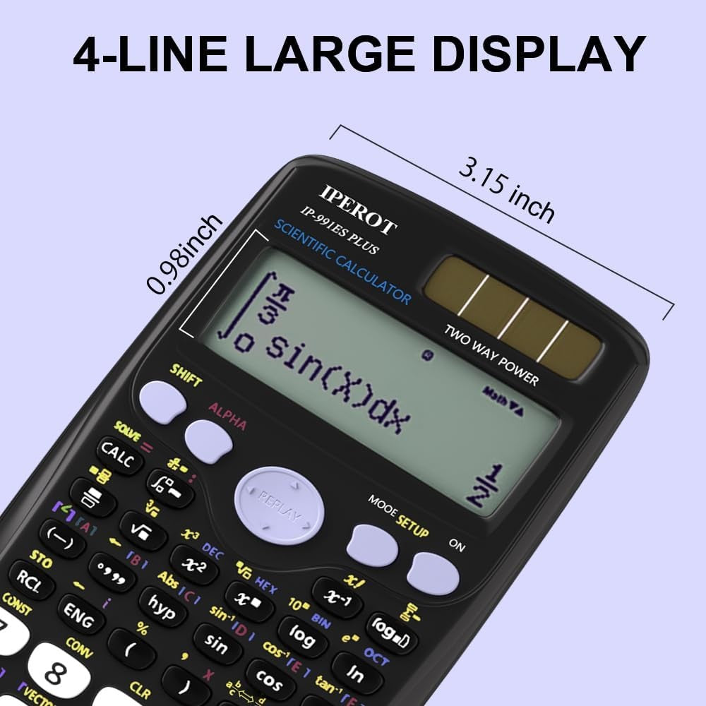Scientific Calculators Black Math Calculator 417 Function Solar Battery Power