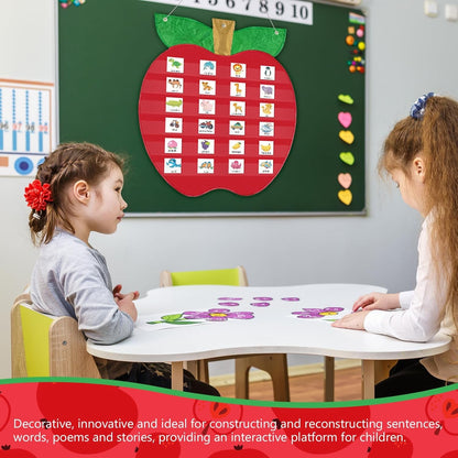 Pocket Chart with 6 Pockets, Red, Wall Organization for Daily Schedule, Class
