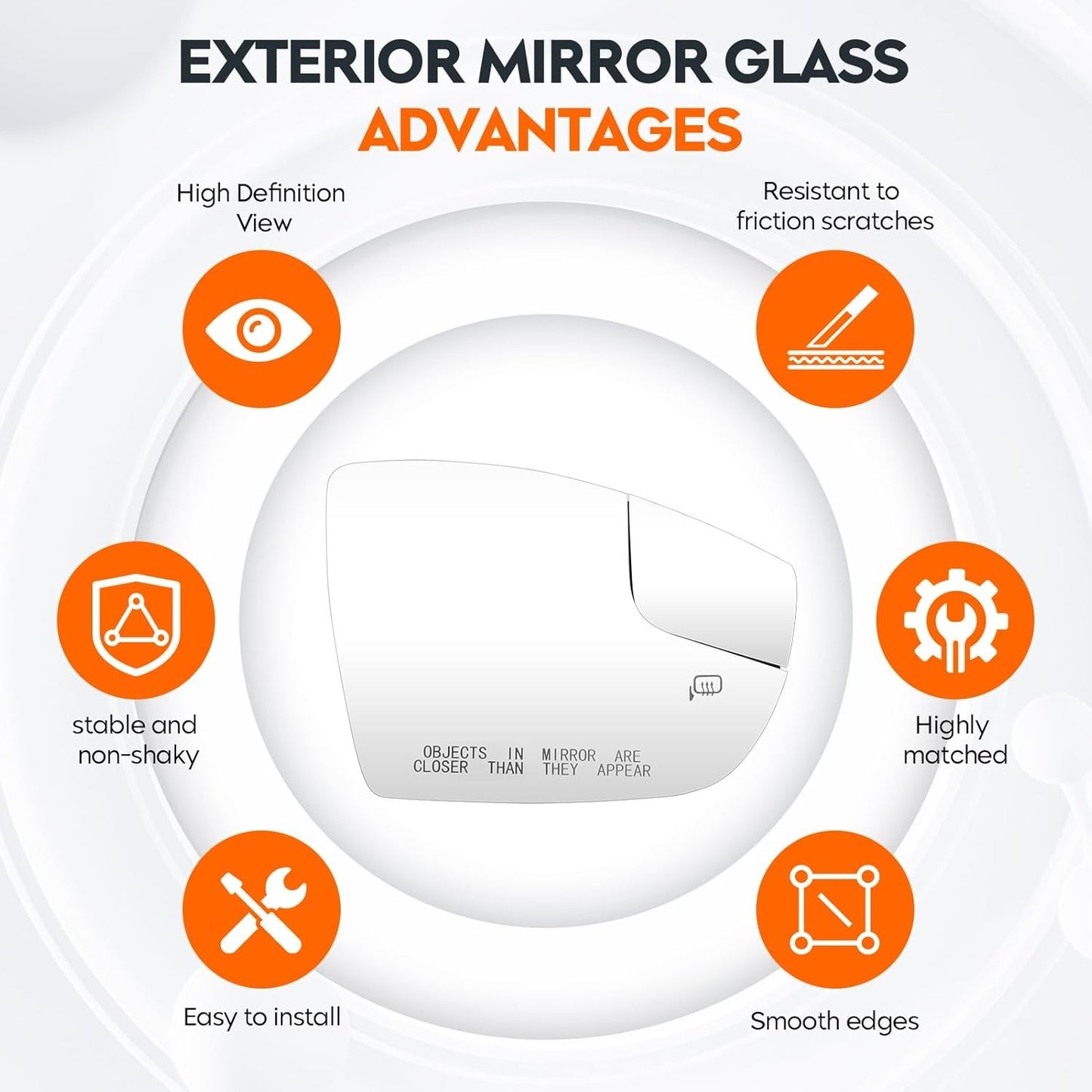 Side Mirror Glass Fit for Ford Focus 2012-2018 Passenger Right Heated Side View