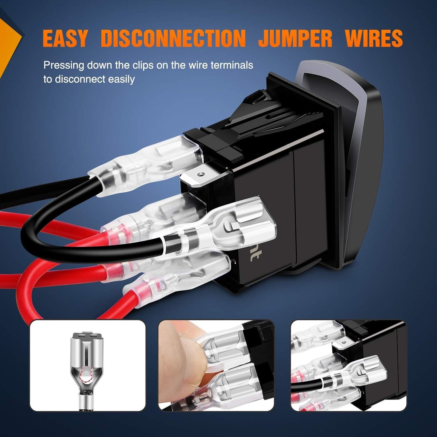 90001B LED Light Bar Rocker Switch 5Pin Laser On/Off LED Light 20A/12V 10A/24V