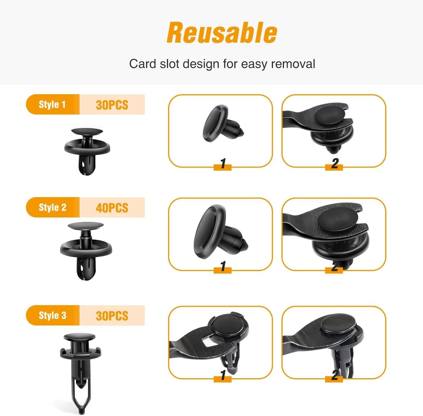 100PCS 6.5mm 7mm 9mm Compatible with Toyota Push Type Retainer 90467-10183