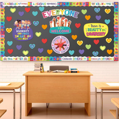 81 Pcs Diversity Bulletin Board Set Inclusive Everyone is Welcome Classroom