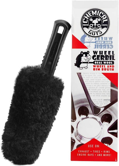 Gerbil Wheel and Rim Cleaning Brush Soft Natural Bristle Detailing Tool Tires