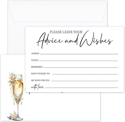 25 Pcs Wedding Advice Cards, Champagne Pattern Advice Cards For Bride And Groom