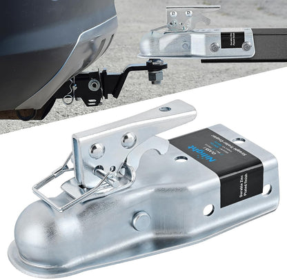 Straight Trailer Coupler with Security Latch&Chain for 1-7/8 Inch Hitch Ball