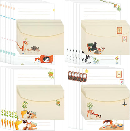 Writing Paper and Envelopes Set, 36pcs Vintage Fresh Cute Cat Letter Stationery