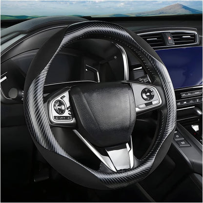 Steering Wheel Cover for Women and Men, Carbon Fiber Plush Steering Wheel Cover