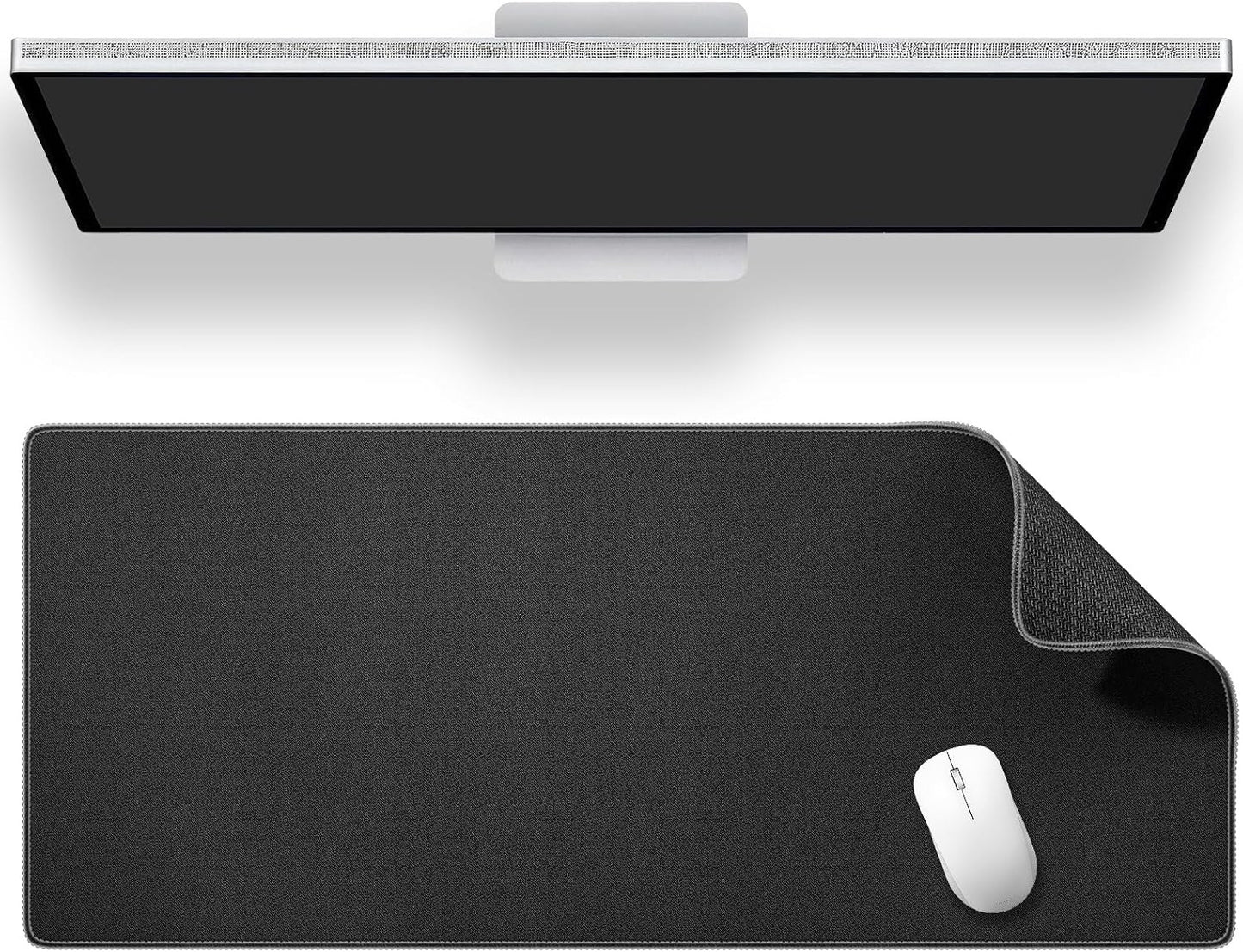 Black Waterproof Desk Mat, Large Mouse Pad with Extended 11.81''x31.50''x0.12''