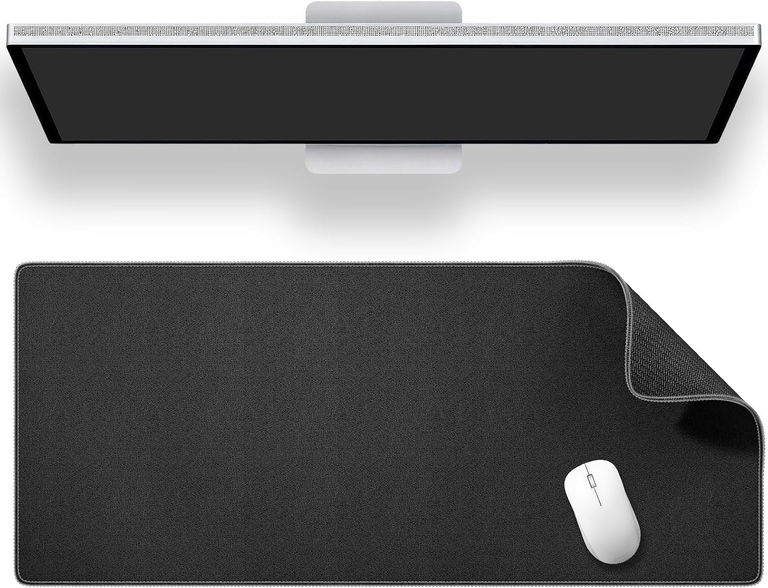 Black Waterproof Desk Mat, Large Mouse Pad with Extended 11.81''x31.50''x0.12''