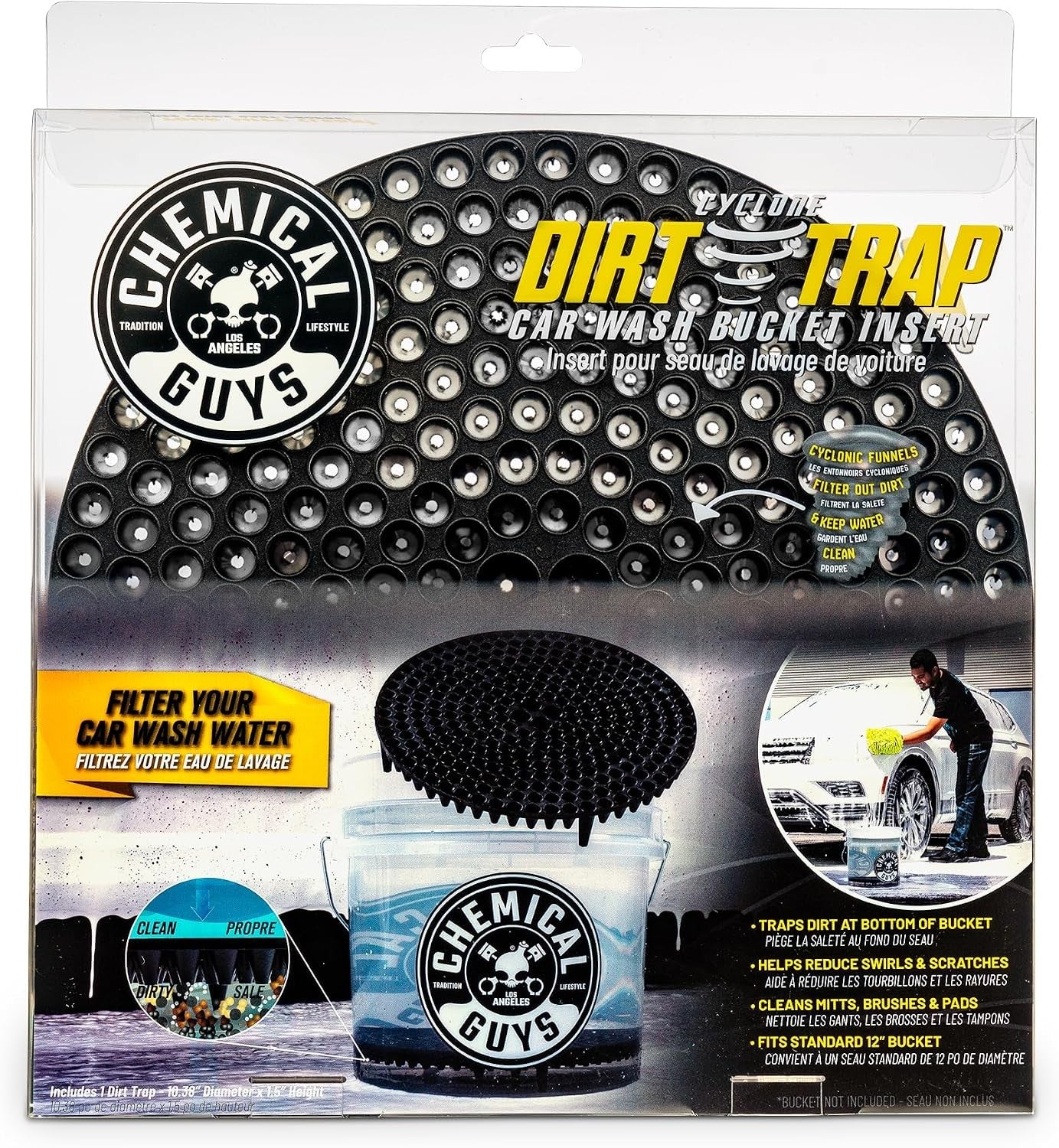 Cyclone Dirt Trap Car Wash Bucket Insert - Filter Removes Dirt and Debris While
