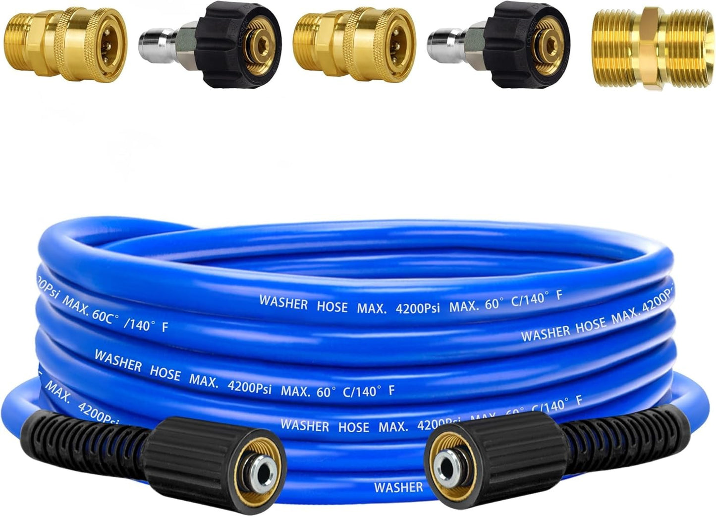 Pressure Power Washer Hose 25 FT x 1/4" Super Flexible Kink Resistant Car Washer