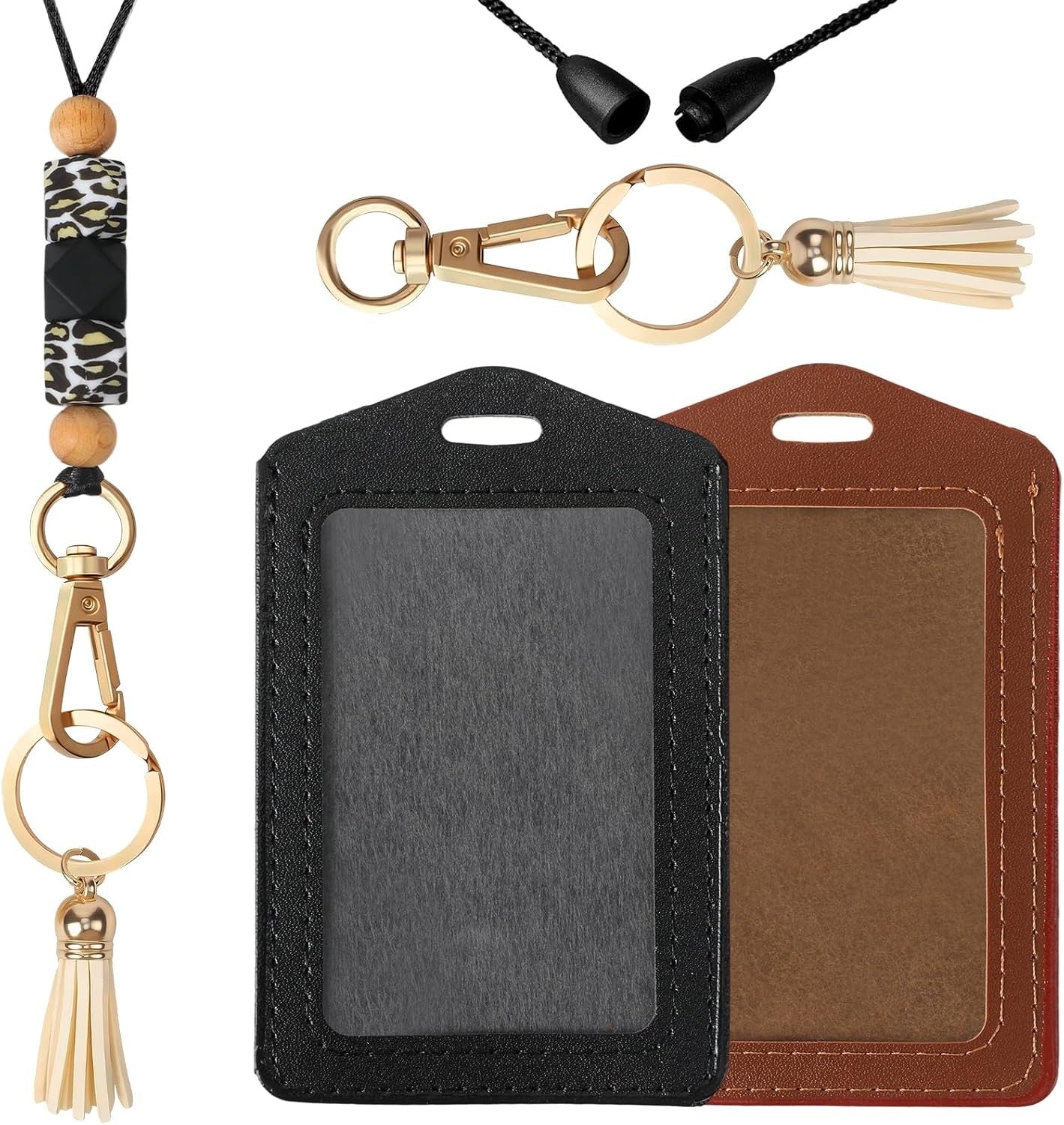 Teacher Lanyards for ID Badges - Teacher Lanyard with ID Holder, Leopard Print