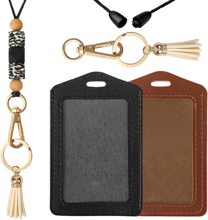 Teacher Lanyards for ID Badges - Teacher Lanyard with ID Holder, Leopard Print