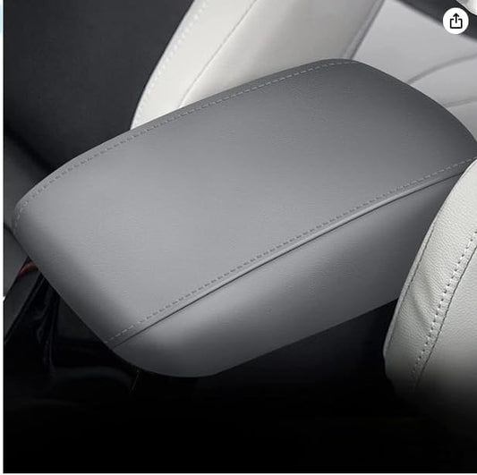 Armrest Console Covers for 2008-2013 Toyota Highlander Leather Light Gray