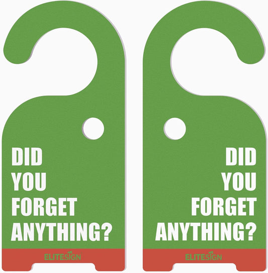 2 Pack "Did You Forget Anything?" Door Knob Reminder Sign, Visual 7.7" x 3.5"
