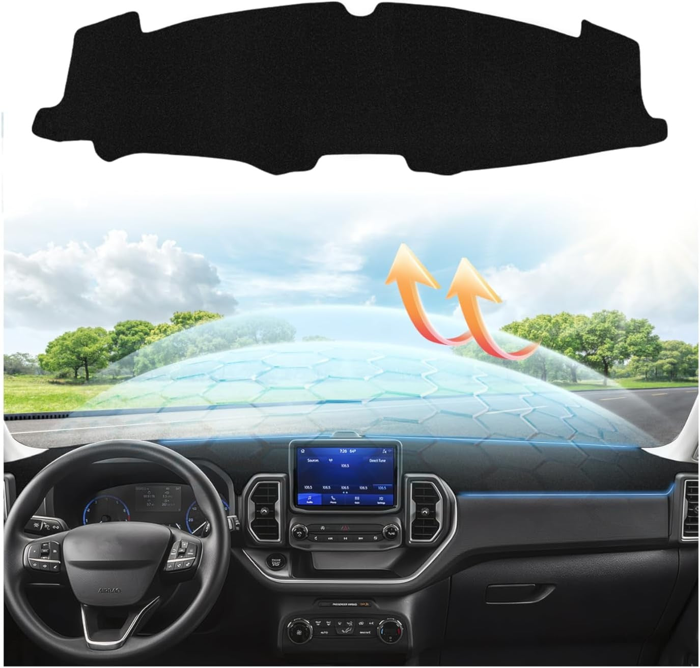 Suede Dashboard Cover for Ford Bronco Sport 2021-2025 Dash Board for Ford Bronco